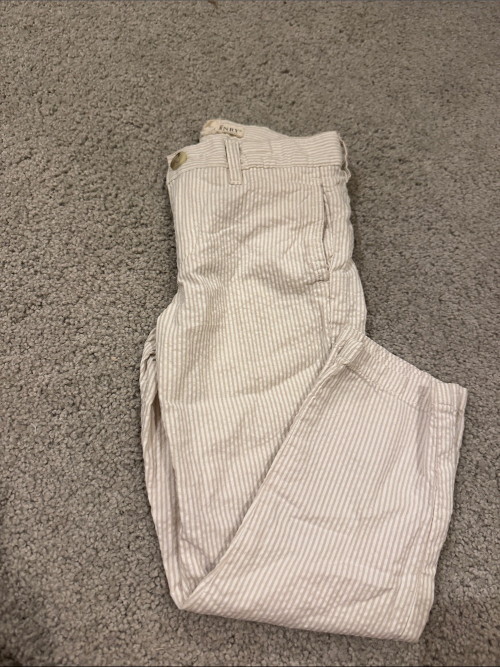 Kids Striped Beige Casual Pants - Unbranded